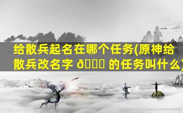给散兵起名在哪个任务(原神给散兵改名字 🕊 的任务叫什么)
